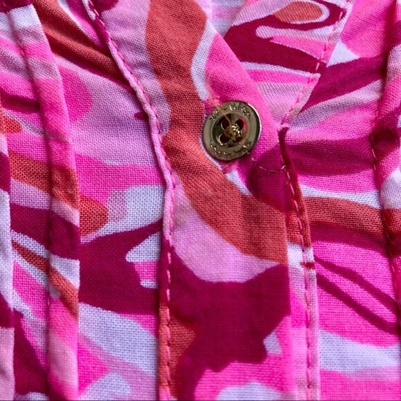 Lilly Pulitzer Sarasota Pintucked Tunic Dress Shift Mini Mango Salsa Printed XS - Picture 4 of 6